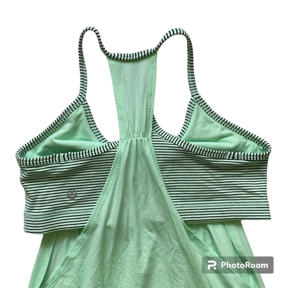 LULULEMON No  Limits Striped Mint Green Running Tank Top Size 6 - Picture 5 of 8